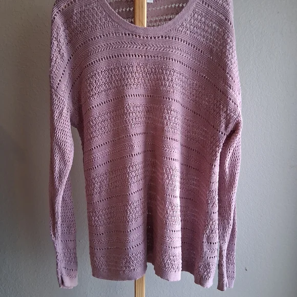 🛍 J. Jill Crocheted Open-Knit Crewneck Pullover Sweater Sz. TL.EUC - Picture 2 of 6